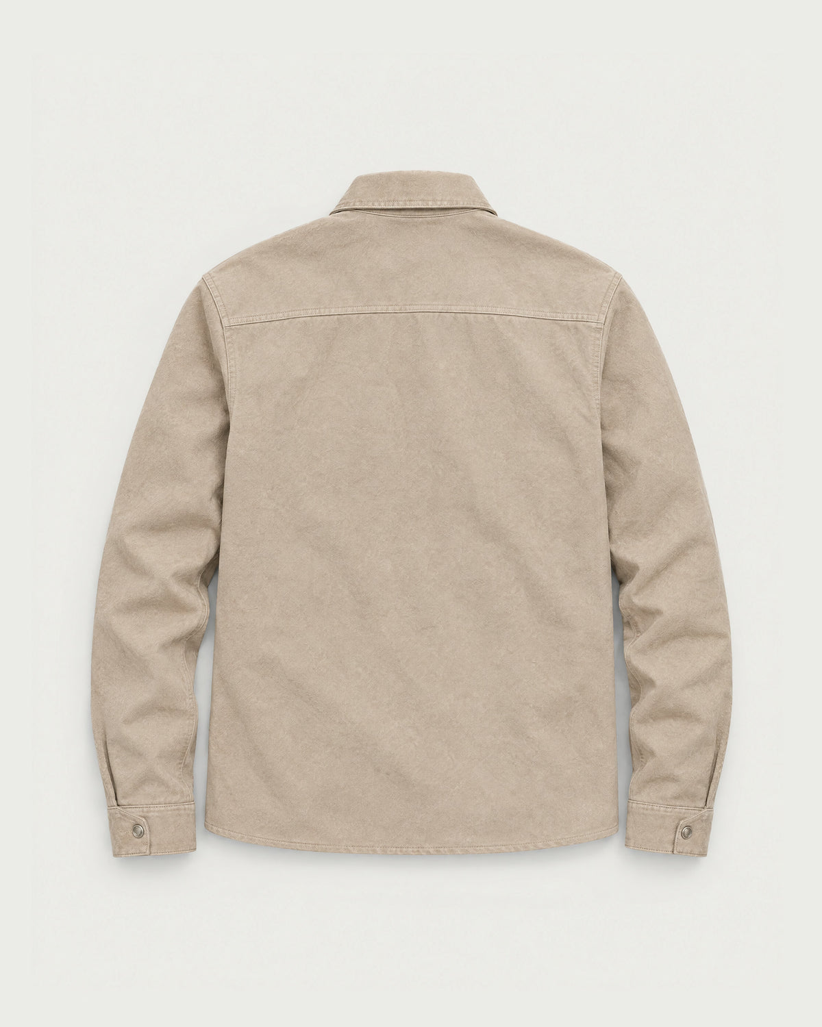 Romimi Faux Suede Overshirt in Beige, back view