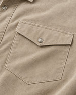 Romimi Faux Suede Overshirt in Beige, fabric close-up