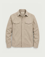 Romimi Faux Suede Overshirt in Beige, front view