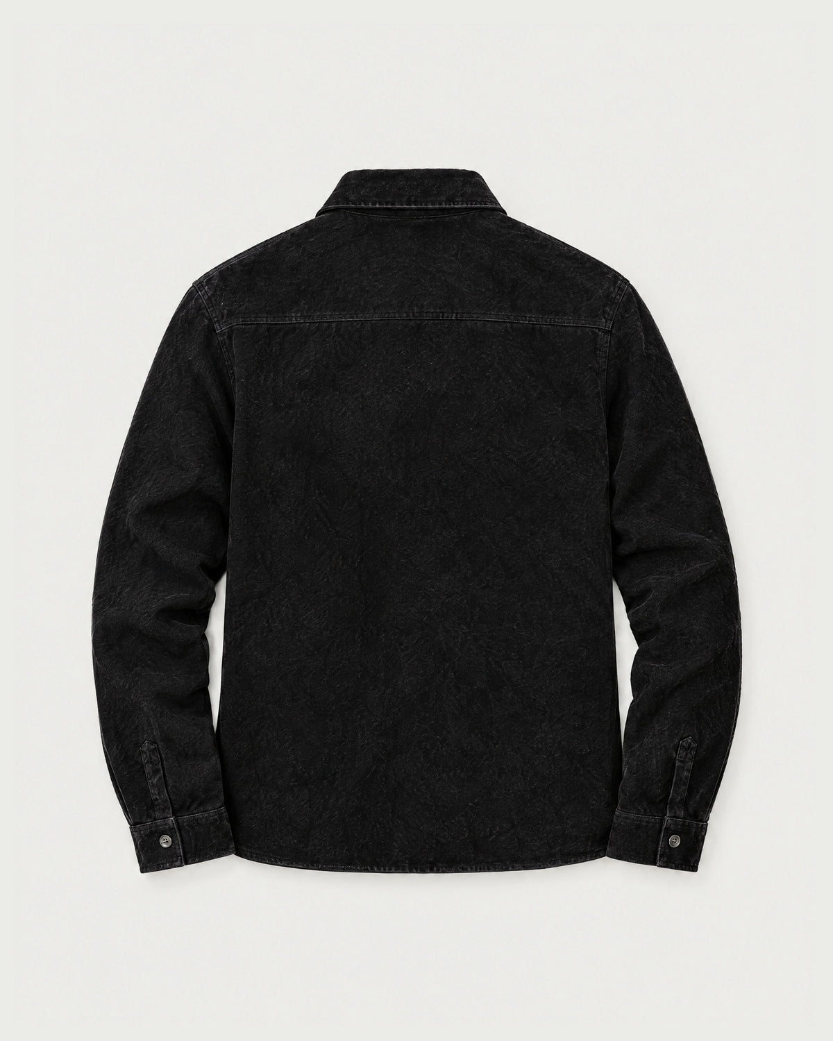 Romimi Faux Suede Overshirt in Black, back view