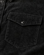 Romimi Faux Suede Overshirt in Black, fabric close-up