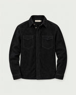 Romimi Faux Suede Overshirt in Black, front view