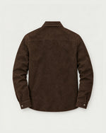 Romimi Faux Suede Overshirt in Chocolate, back view