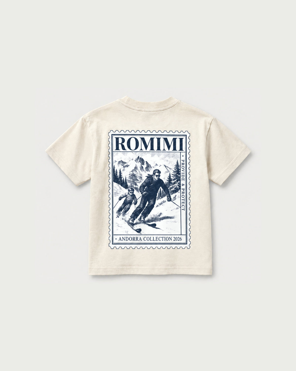 Romimi Graphic Tee - Beige for kids, back view