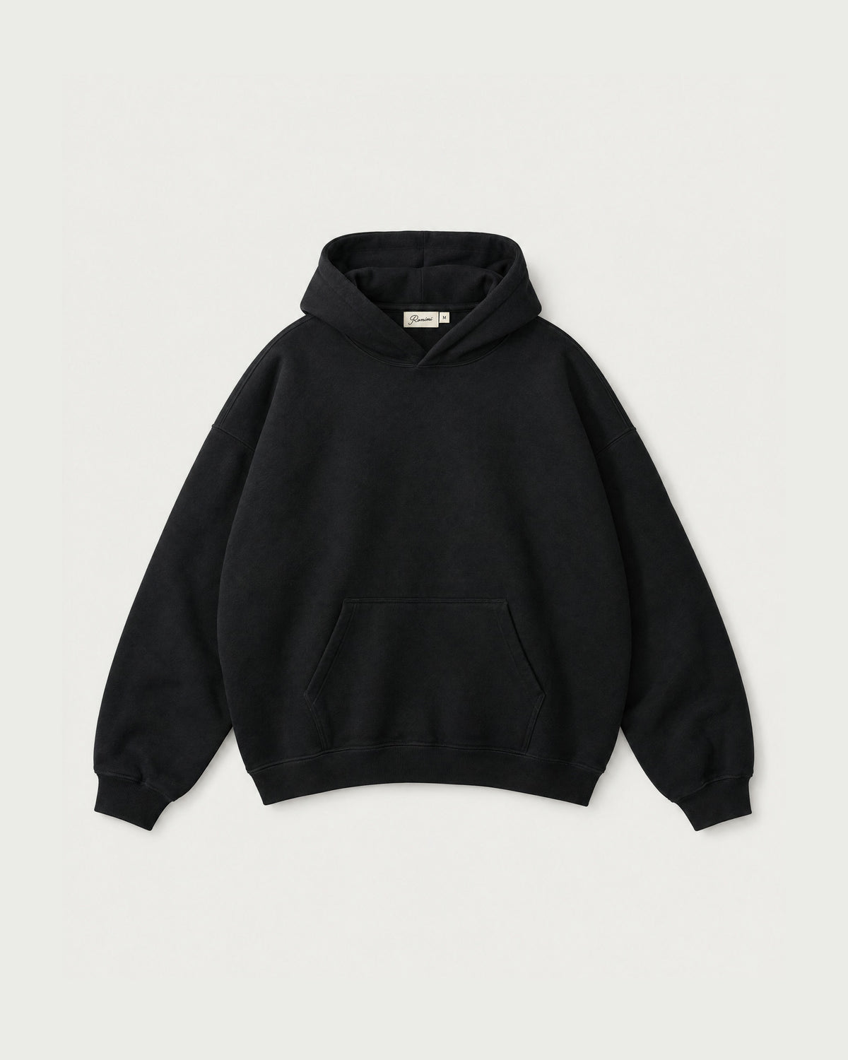 Romimi Heavyweight Hoodie in Black, front view
