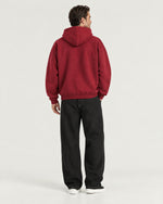 Romimi Heavyweight Hoodie in Burgundy, back view, worn