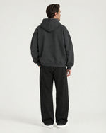 Romimi Heavyweight Hoodie in Charcoal, back view, worn