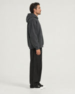 Romimi Heavyweight Hoodie in Charcoal, side view, worn