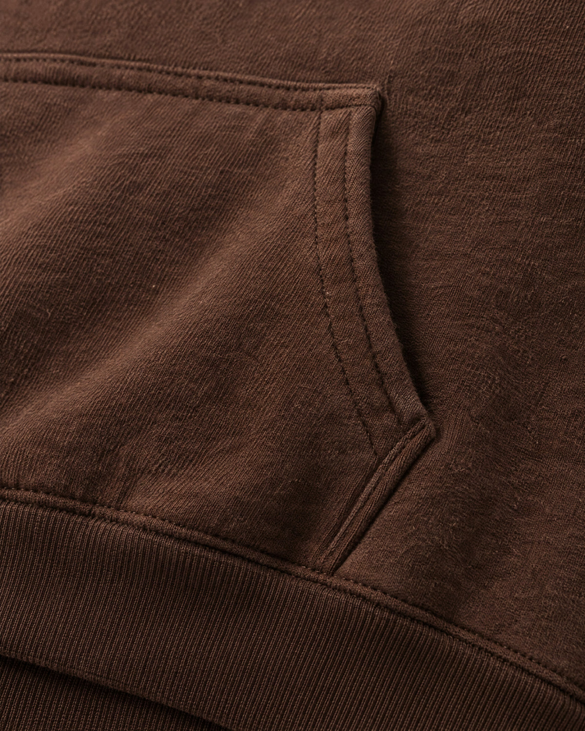 Romimi Heavyweight Hoodie in Chocolate, fabric close-up