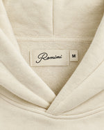 Romimi Heavyweight Hoodie in Ecru, label close-up