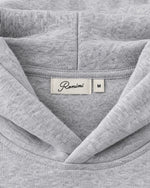 Romimi Heavyweight Hoodie in Grey Melange, label close-up