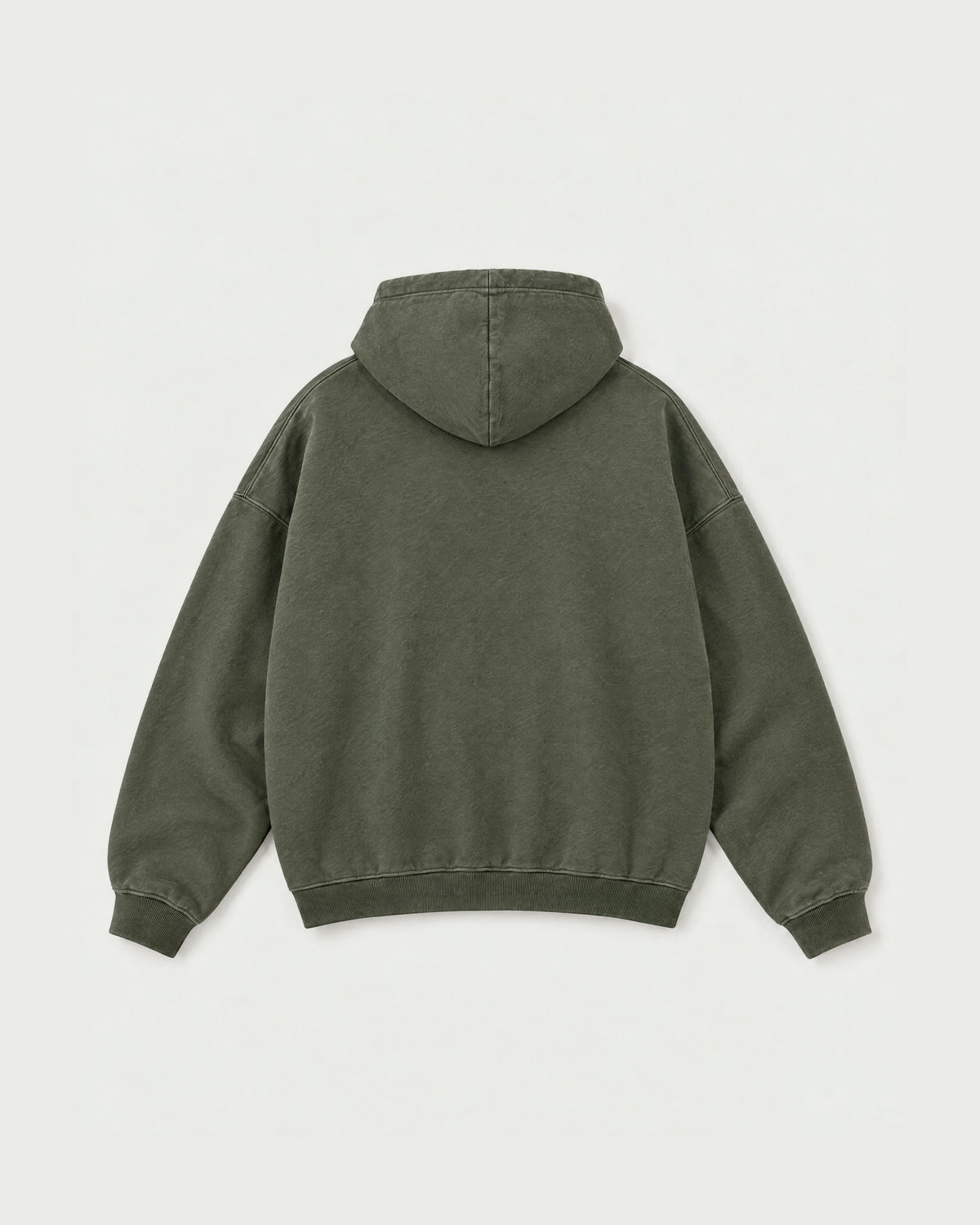 Romimi Heavyweight Hoodie in Olive, back view