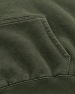 Romimi Heavyweight Hoodie in Olive, fabric close-up