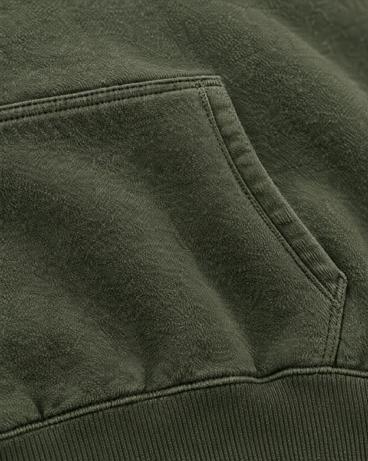 Romimi Heavyweight Hoodie in Olive, fabric close-up