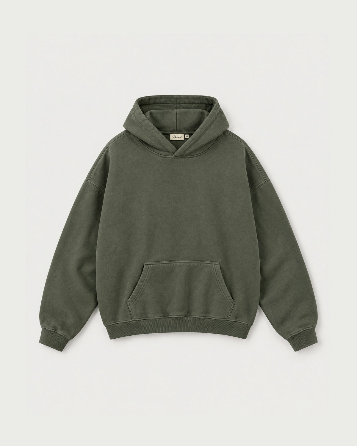 Romimi Heavyweight Hoodie in Olive, front view