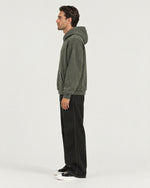Romimi Heavyweight Hoodie in Olive, side view, worn