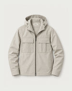 Romimi Hooded Tech Jacket in Beige, front view