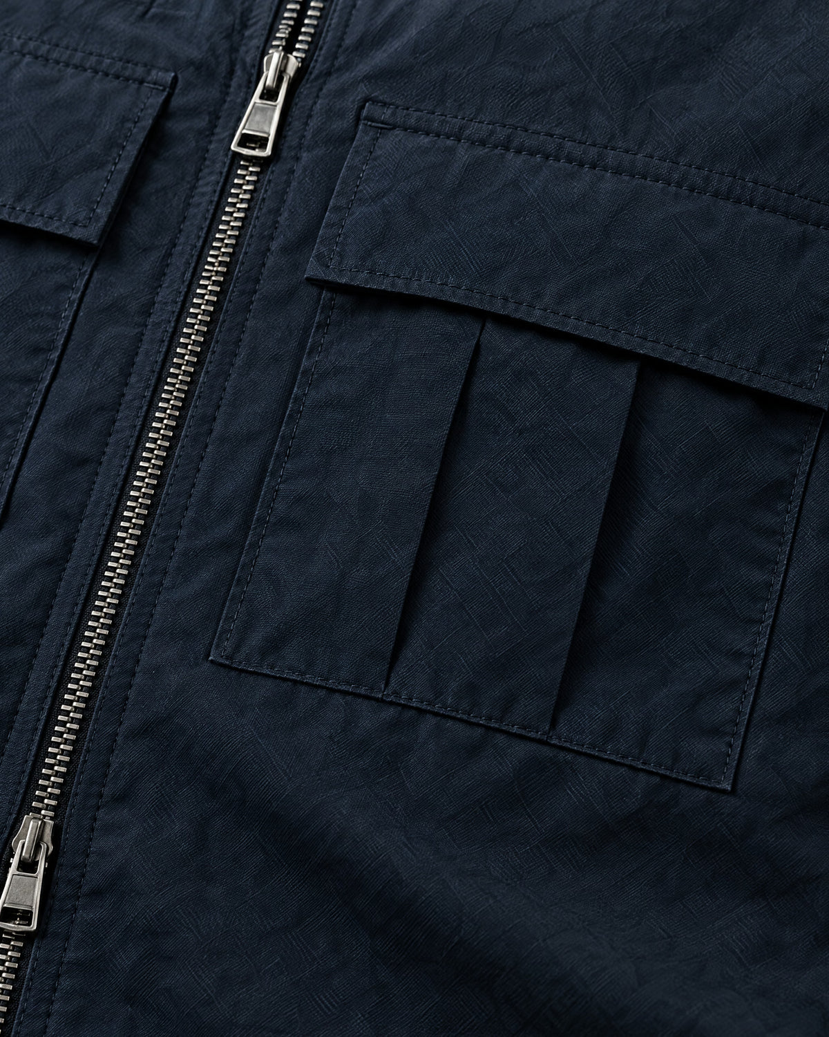 Romimi Hooded Tech Jacket in Navy, fabric close-up