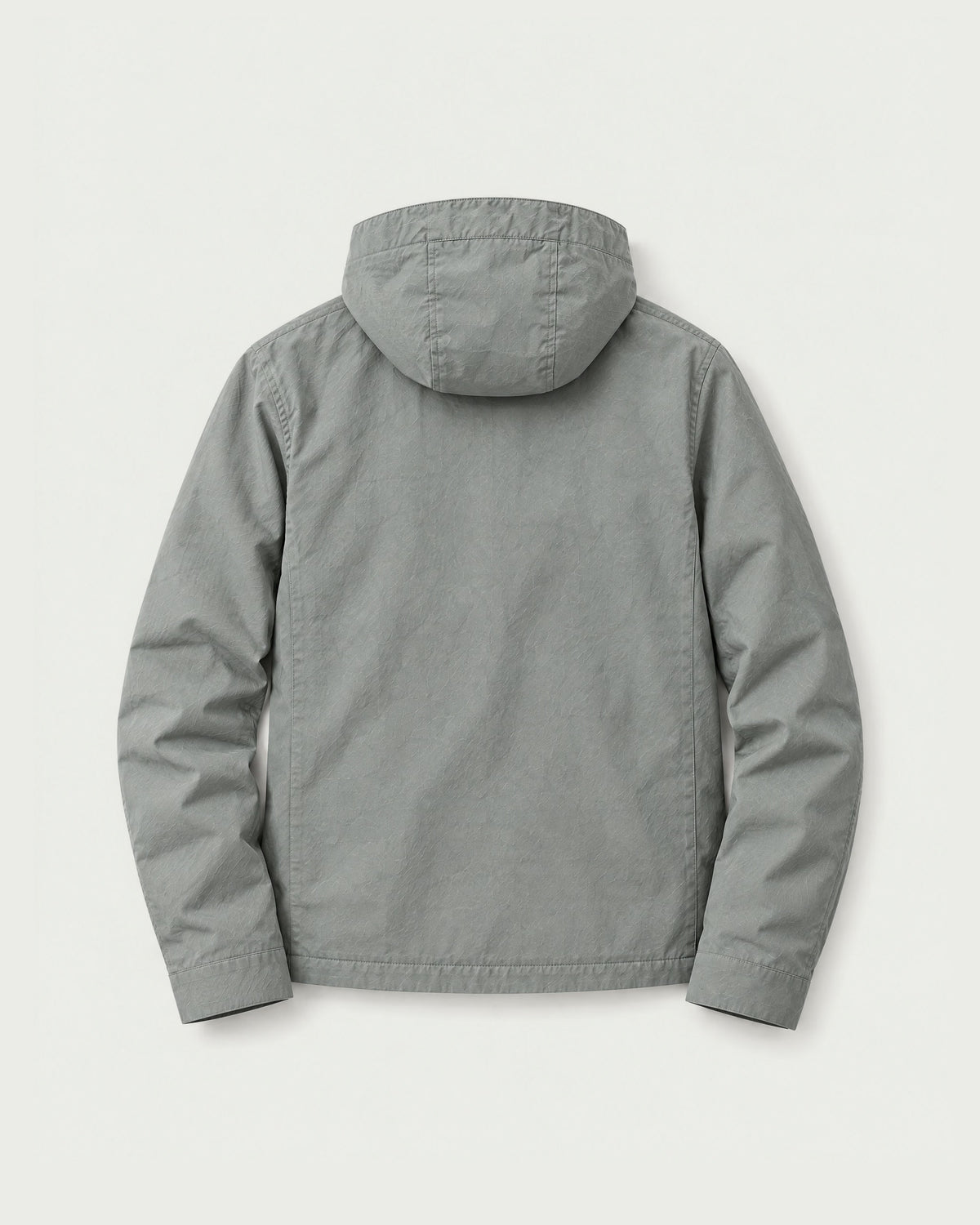 Romimi Hooded Tech Jacket in Sage Grey, back view