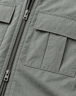 Romimi Hooded Tech Jacket in Sage Grey, fabric close-up
