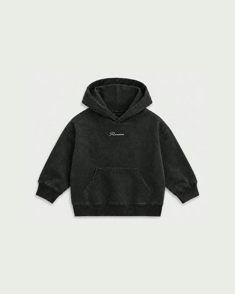 Romimi Hoodie - Black for kids, front view