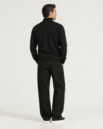 Romimi Knit Half-Zip in Black, back view, worn