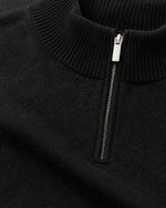 Romimi Knit Half-Zip in Black, fabric close-up