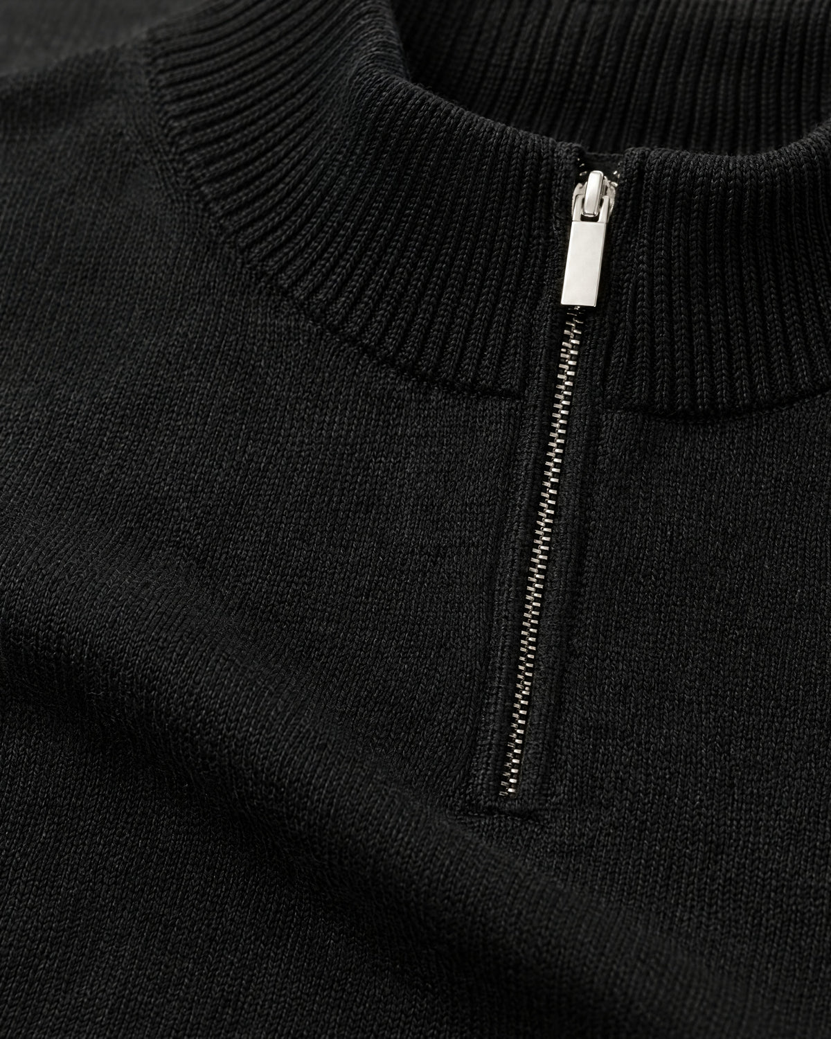 Romimi Knit Half-Zip in Black, fabric close-up