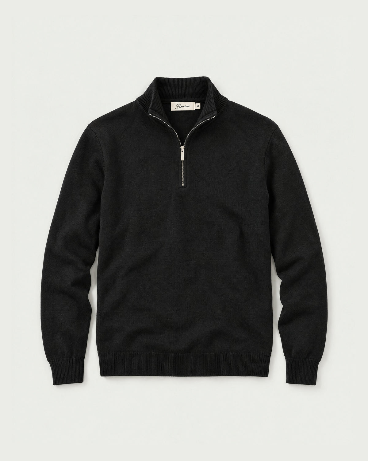 Romimi Knit Half-Zip in Black, front view