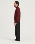 Romimi Knit Half-Zip in Burgundy, side view, worn