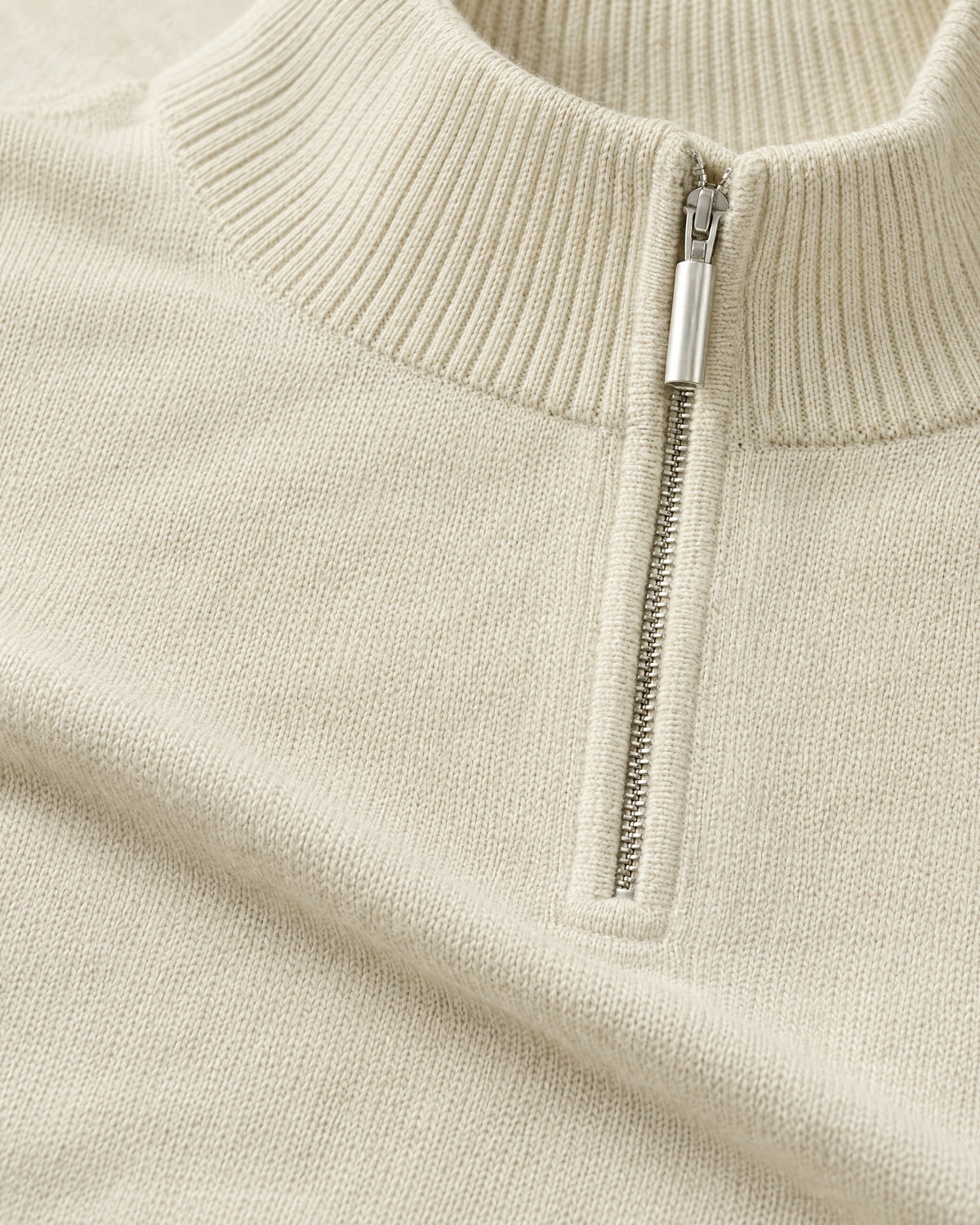 Romimi Knit Half-Zip in Cream, fabric close-up