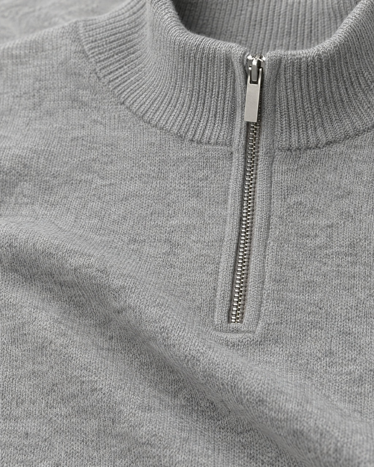 Romimi Knit Half-Zip in Grey Melange, fabric close-up