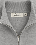 Romimi Knit Half-Zip in Grey Melange, label close-up