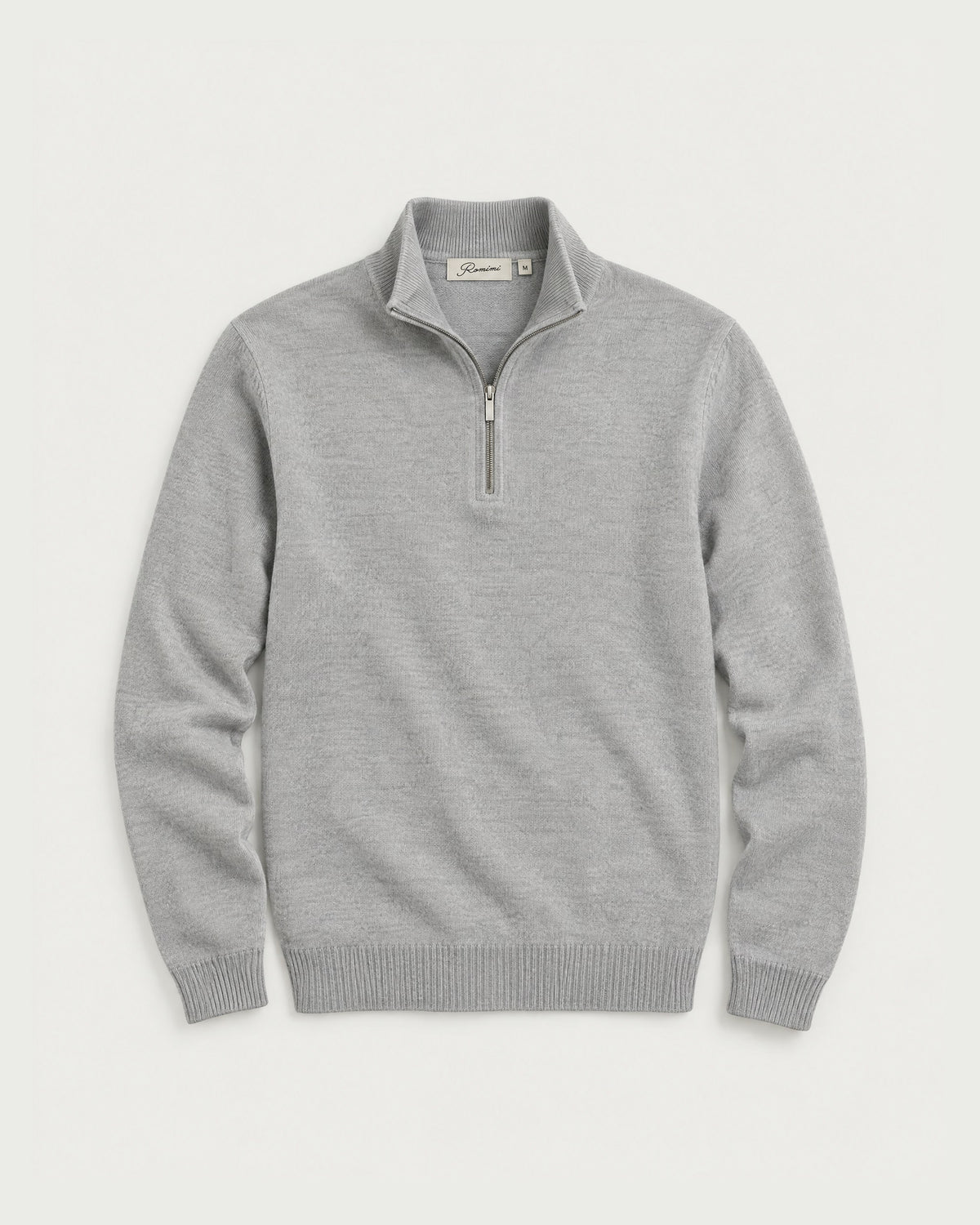 Romimi Knit Half-Zip in Grey Melange, front view