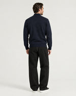 Romimi Knit Half-Zip in Navy, back view, worn