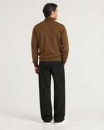 Romimi Knit Half-Zip in Tobacco, back view, worn