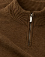 Romimi Knit Half-Zip in Tobacco, fabric close-up