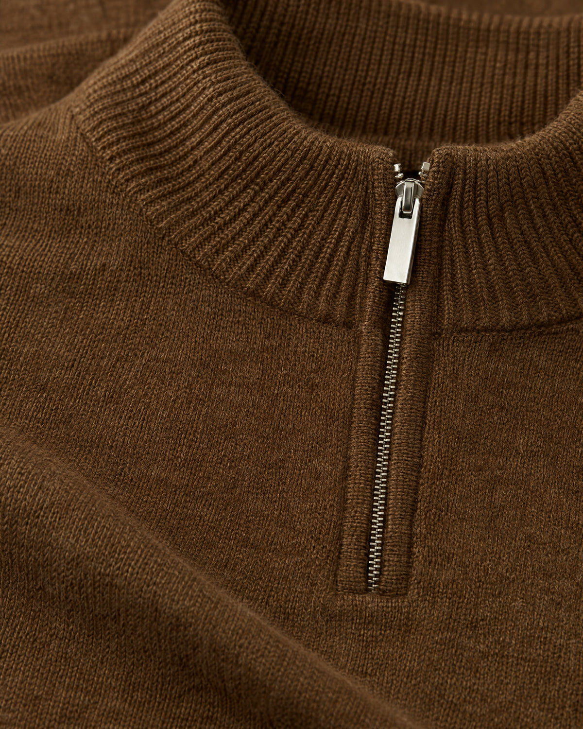 Romimi Knit Half-Zip in Tobacco, fabric close-up