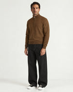 Romimi Knit Half-Zip in Tobacco, worn