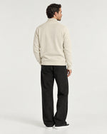 Romimi Knit Zip Cardigan in Cream, back view, worn