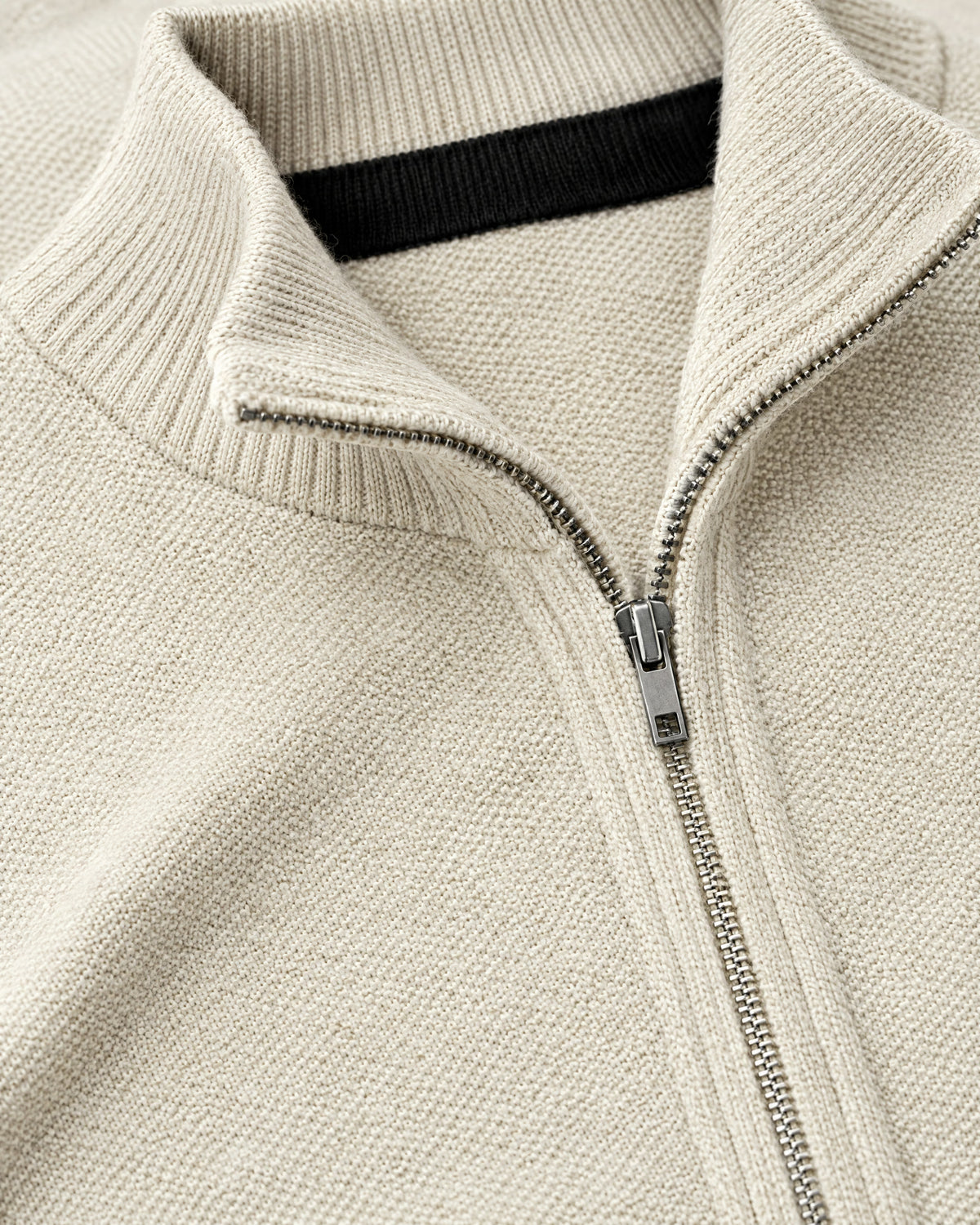 Romimi Knit Zip Cardigan in Cream, fabric close-up