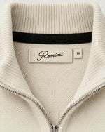 Romimi Knit Zip Cardigan in Cream, label close-up