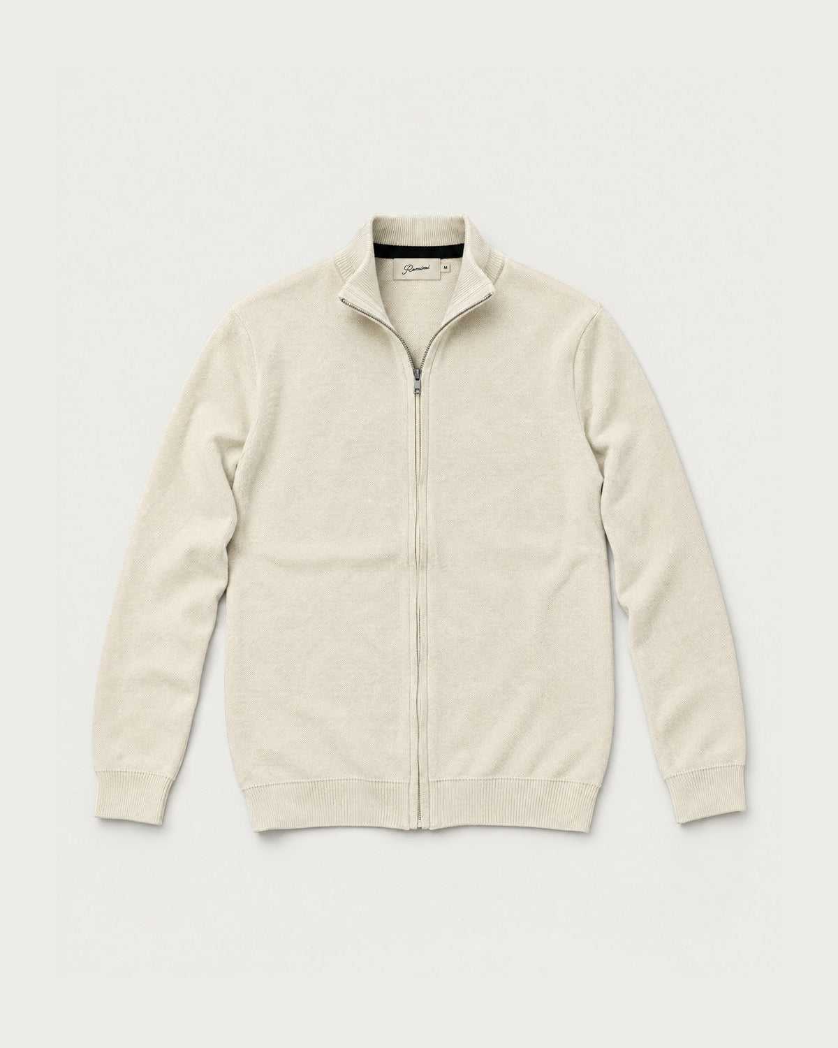 Romimi Knit Zip Cardigan in Cream, front view