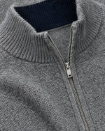 Romimi Knit Zip Cardigan in Grey Melange, fabric close-up