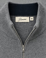 Romimi Knit Zip Cardigan in Grey Melange, label close-up