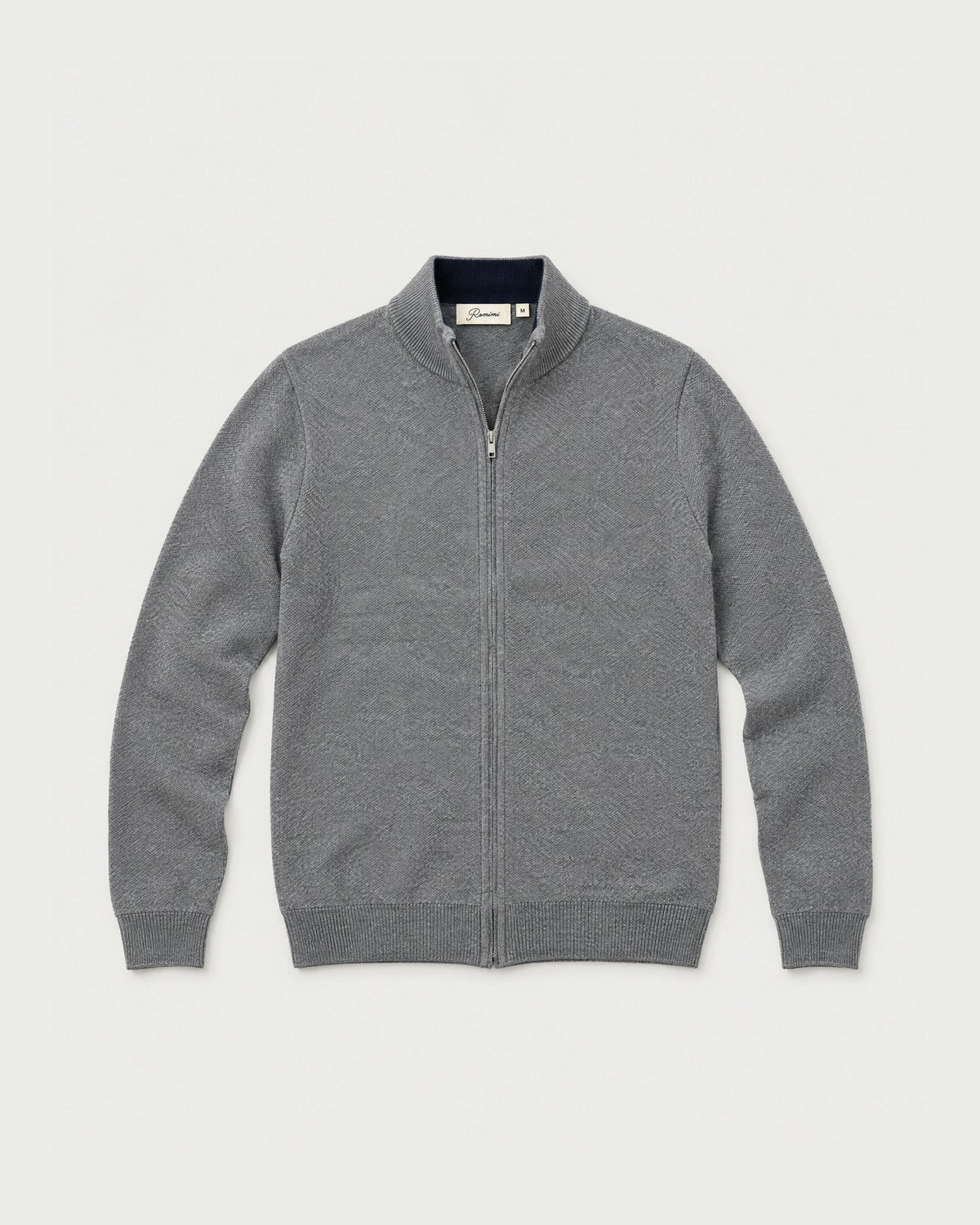 Romimi Knit Zip Cardigan in Grey Melange, front view