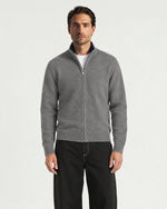 Romimi Knit Zip Cardigan in Grey Melange, worn
