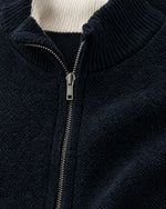 Romimi Knit Zip Cardigan in Navy, fabric close-up