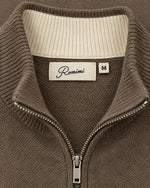 Romimi Knit Zip Cardigan in Taupe, label close-up