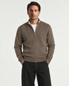Knit Zip Cardigan - Taupe - Adult